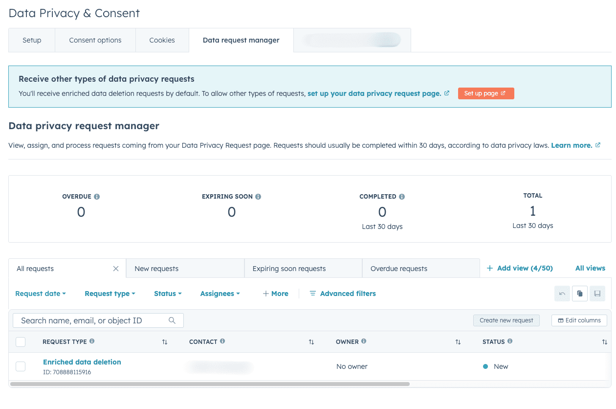 Hubspot Enriched Data Delete Request