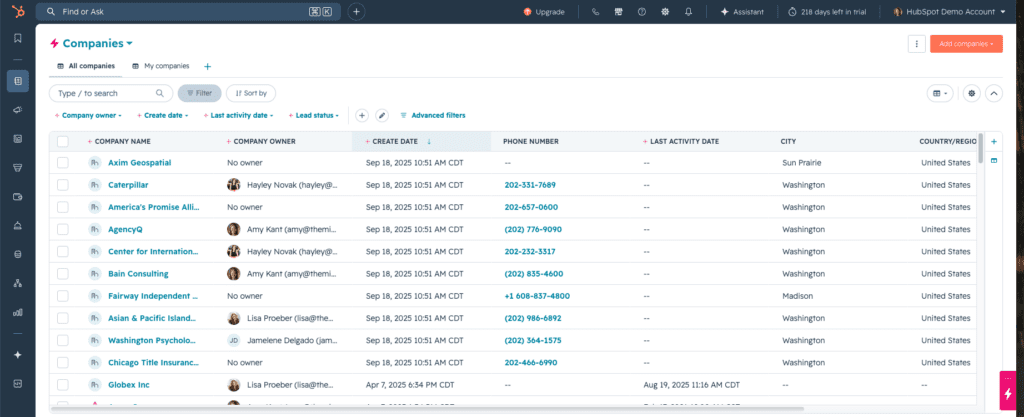 New hubspot CRM view