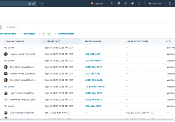 New hubspot CRM view